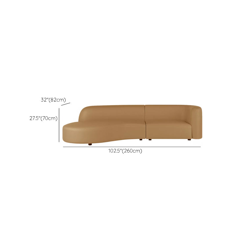 Brown One Arm Sectional Sofas Solid Wood Sectional Couch for Living Room
