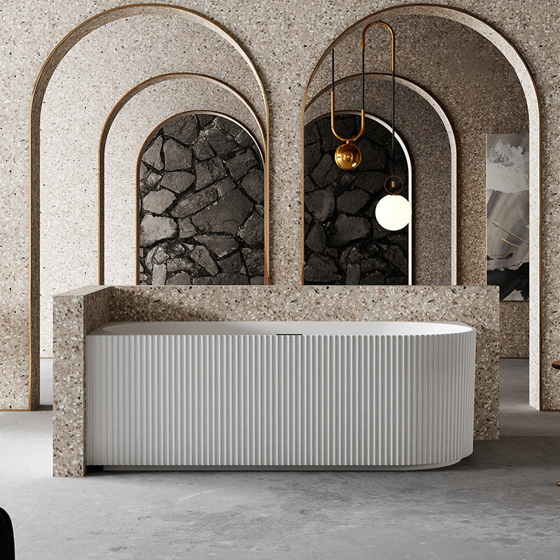 Antique Finish Soaking Bathtub Corner Modern Back to Wall Bath Tub