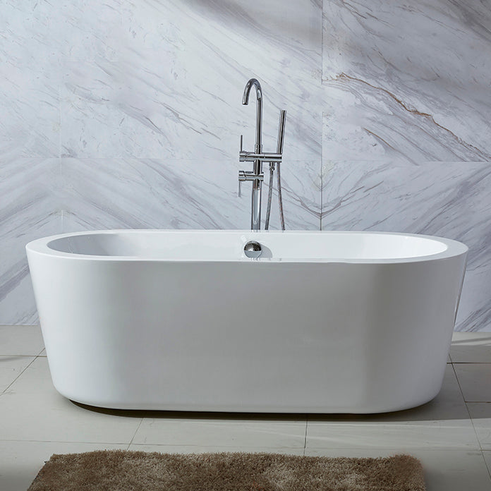 Modern Oval Stand Alone Bath Back to Wall Acrylic Soaking Bathtub