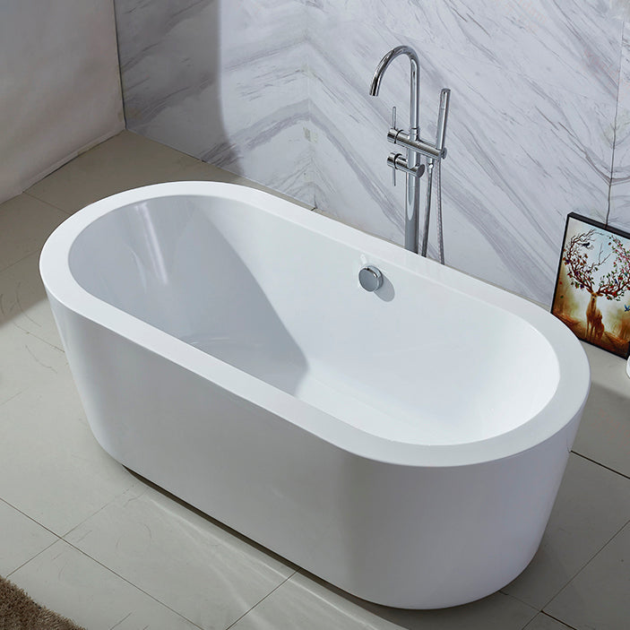 Modern Oval Stand Alone Bath Back to Wall Acrylic Soaking Bathtub