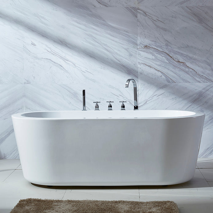 Modern Oval Stand Alone Bath Back to Wall Acrylic Soaking Bathtub
