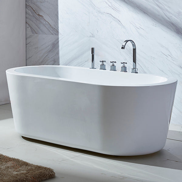 Modern Oval Stand Alone Bath Back to Wall Acrylic Soaking Bathtub