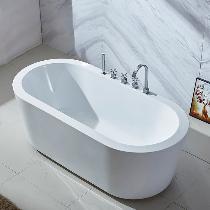 Modern Oval Stand Alone Bath Back to Wall Acrylic Soaking Bathtub