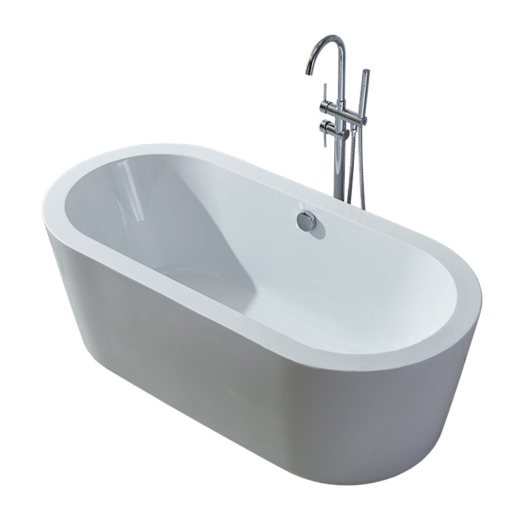 Modern Oval Stand Alone Bath Back to Wall Acrylic Soaking Bathtub