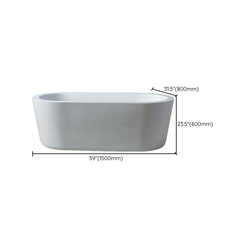 Modern Oval Stand Alone Bath Back to Wall Acrylic Soaking Bathtub