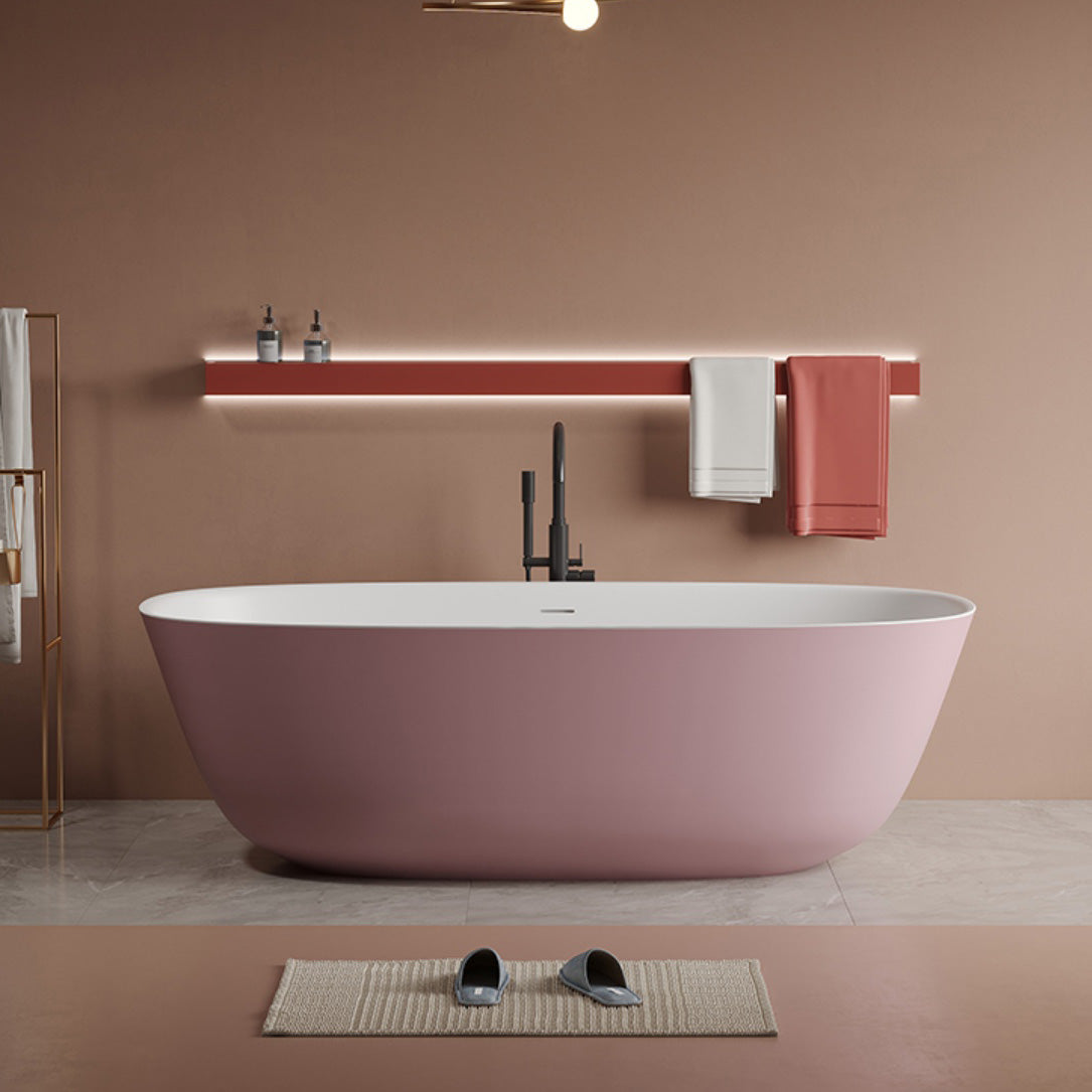 Soaking Antique Finish Bathtub Stand Alone Oval Modern Bath Tub