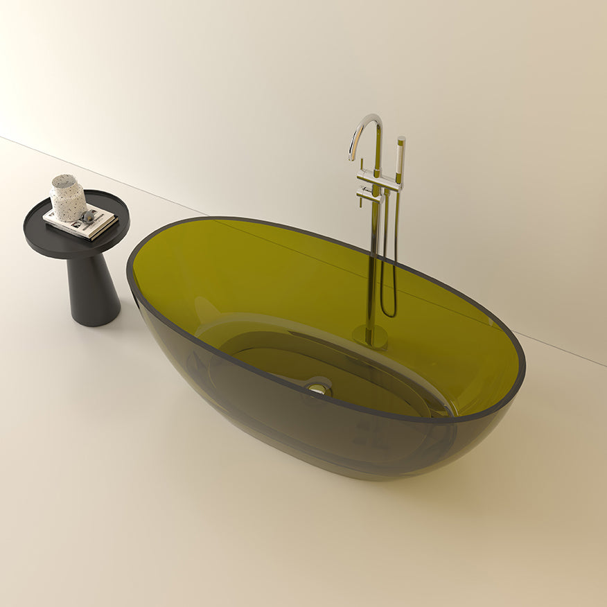 Flat Bottom Oval Soaking Bathtub Antique Finish Modern Bath Tub