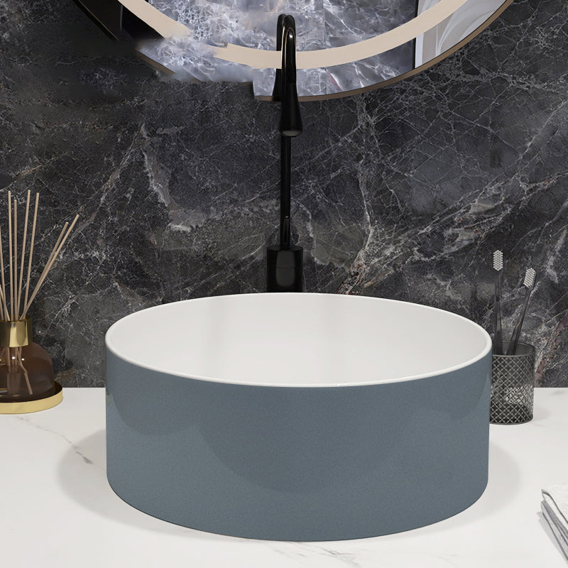 Modern Style Vessel Bathroom Sink Round Ceramic Vessel Bathroom Sink