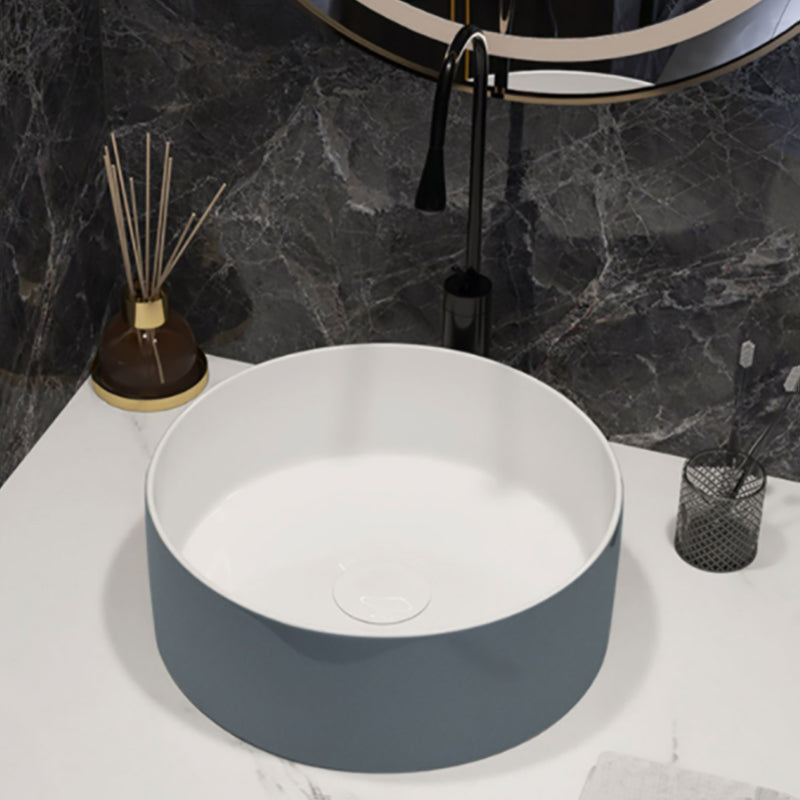 Modern Style Vessel Bathroom Sink Round Ceramic Vessel Bathroom Sink
