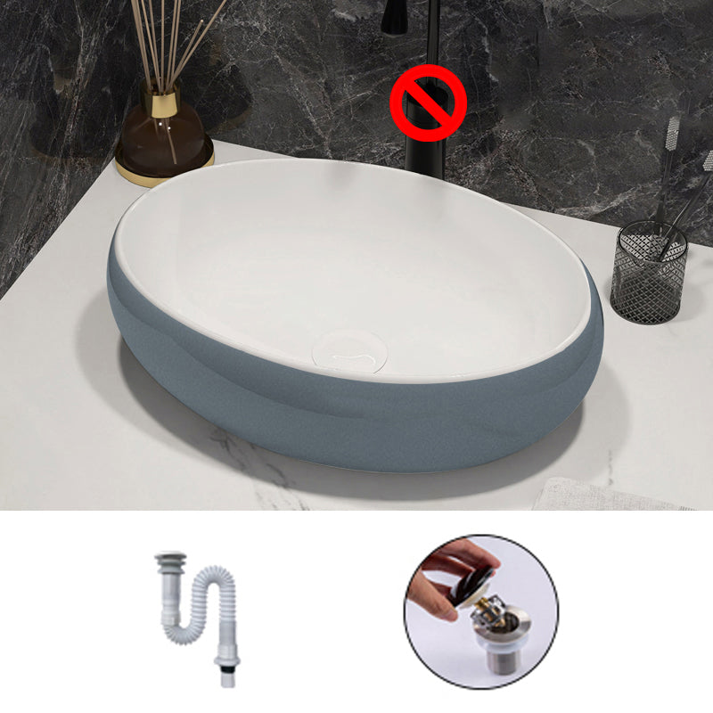 Modern Style Vessel Bathroom Sink Round Ceramic Vessel Bathroom Sink