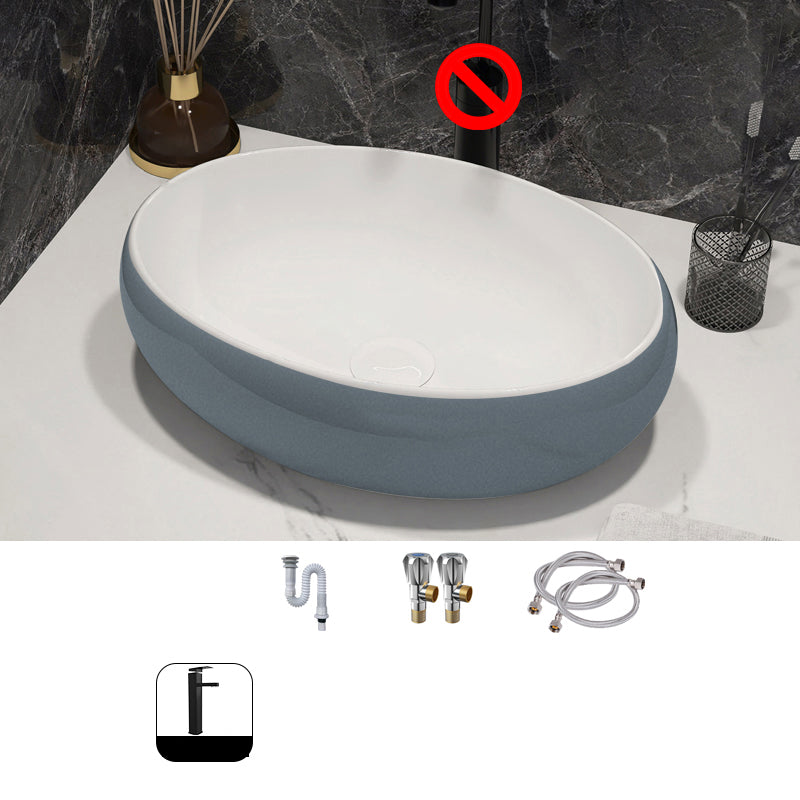 Modern Style Vessel Bathroom Sink Round Ceramic Vessel Bathroom Sink