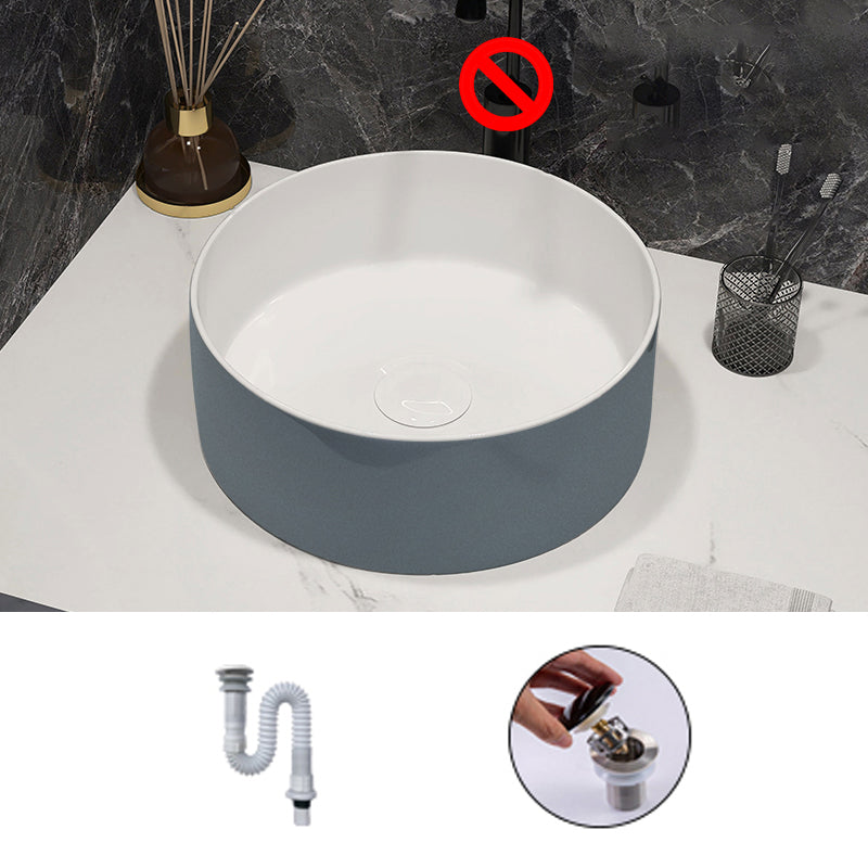 Modern Style Vessel Bathroom Sink Round Ceramic Vessel Bathroom Sink