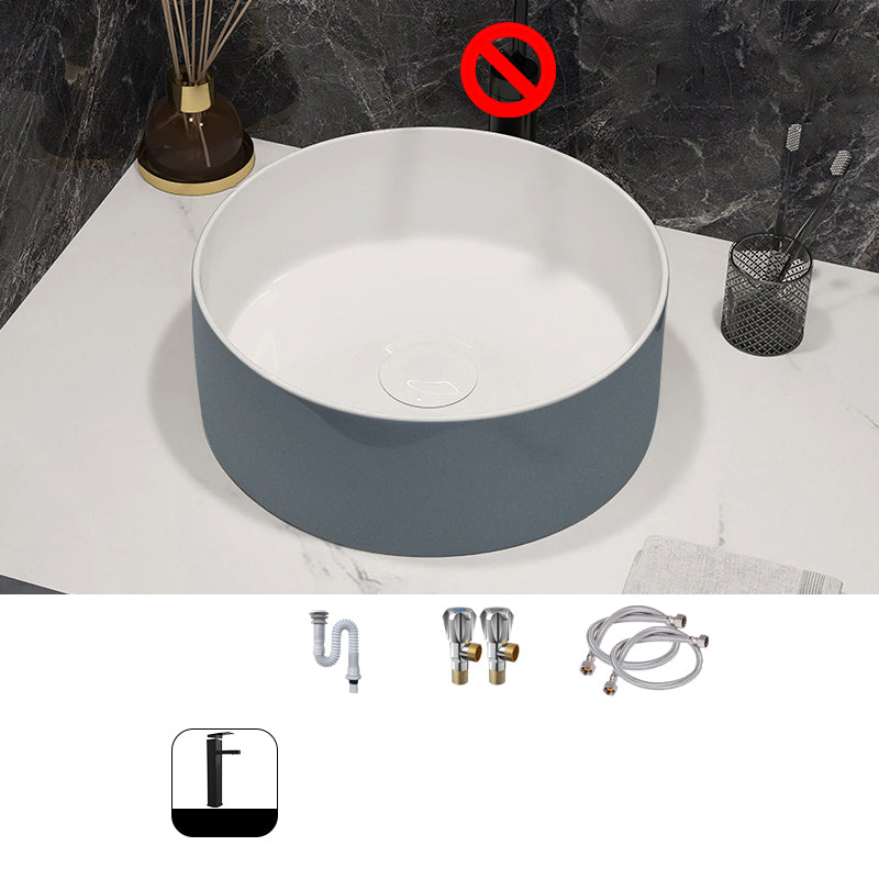 Modern Style Vessel Bathroom Sink Round Ceramic Vessel Bathroom Sink