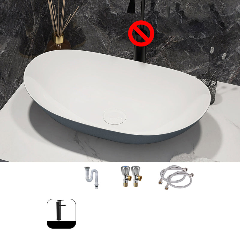Modern Style Vessel Bathroom Sink Round Ceramic Vessel Bathroom Sink