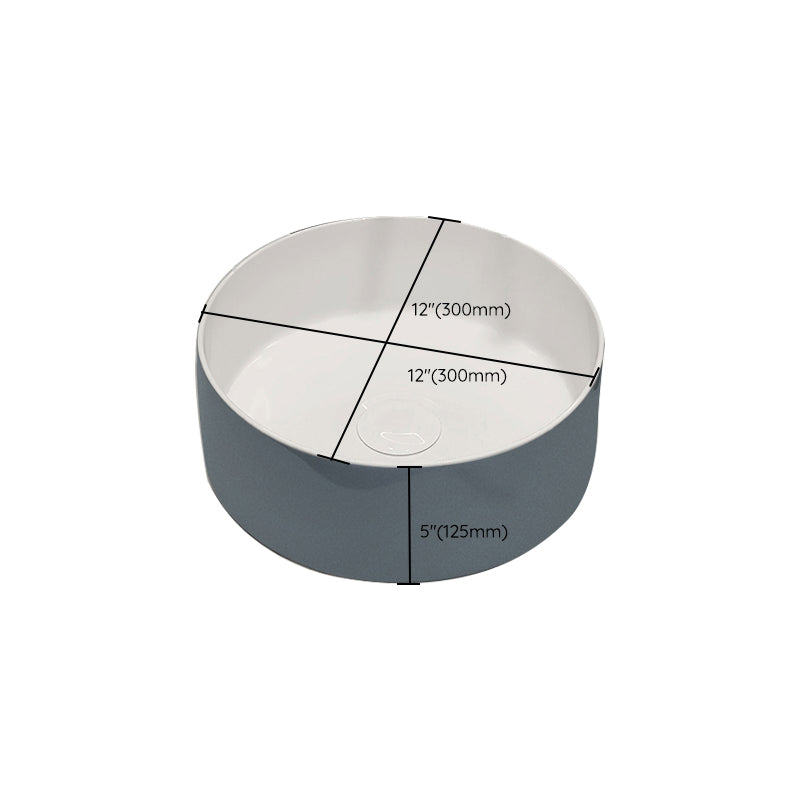 Modern Style Vessel Bathroom Sink Round Ceramic Vessel Bathroom Sink
