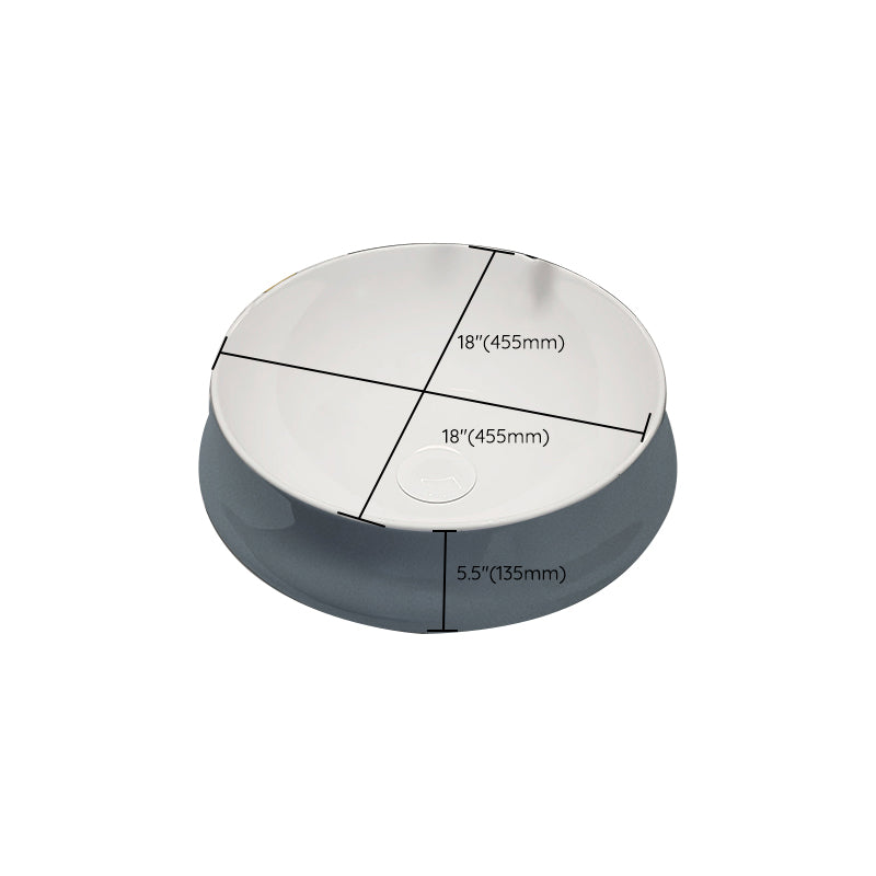 Modern Style Vessel Bathroom Sink Round Ceramic Vessel Bathroom Sink