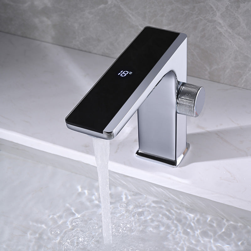 Modern Vessel Sink Faucet Digital Display Knob Handle Low Arc Faucet