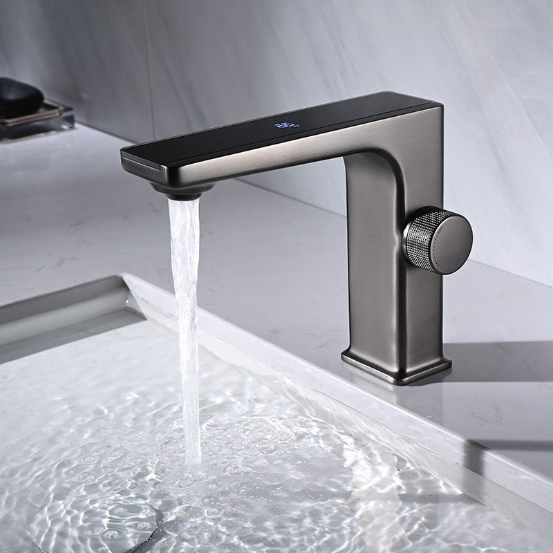 Modern Vessel Sink Faucet Digital Display Knob Handle Low Arc Faucet