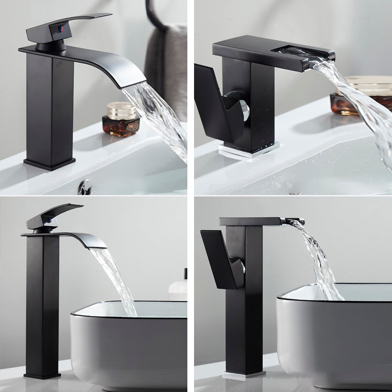 Waterfall Spout Vessel Sink Faucet Single Handle Square Faucet