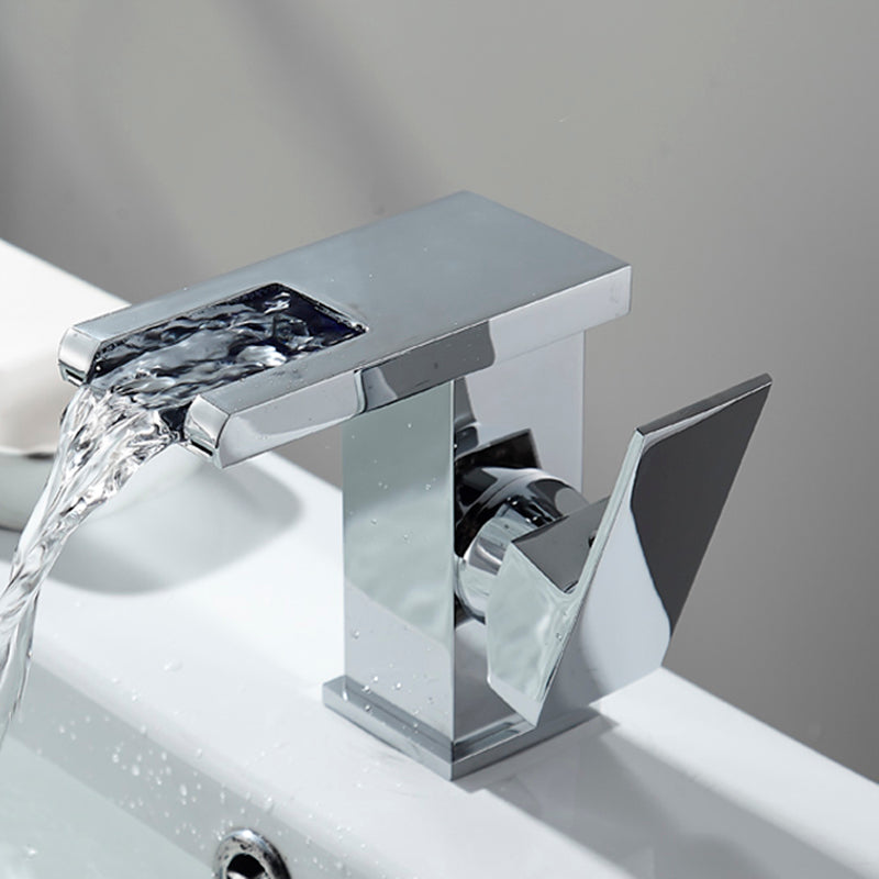 Waterfall Spout Vessel Sink Faucet Single Handle Square Faucet