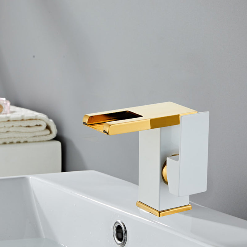 Waterfall Spout Vessel Sink Faucet Single Handle Square Faucet