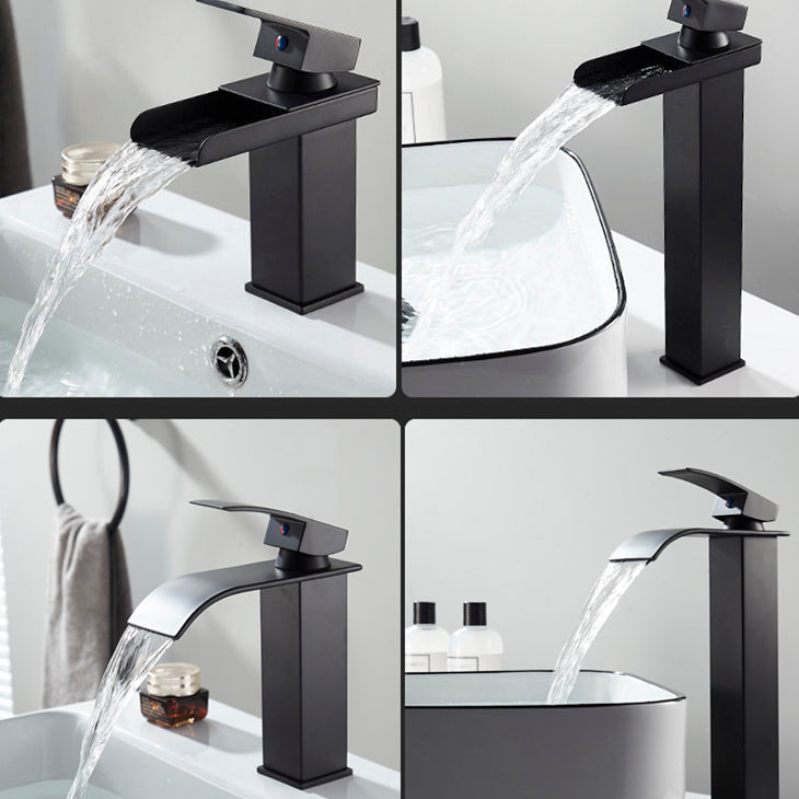 Waterfall Spout Vessel Sink Faucet Single Handle Square Faucet