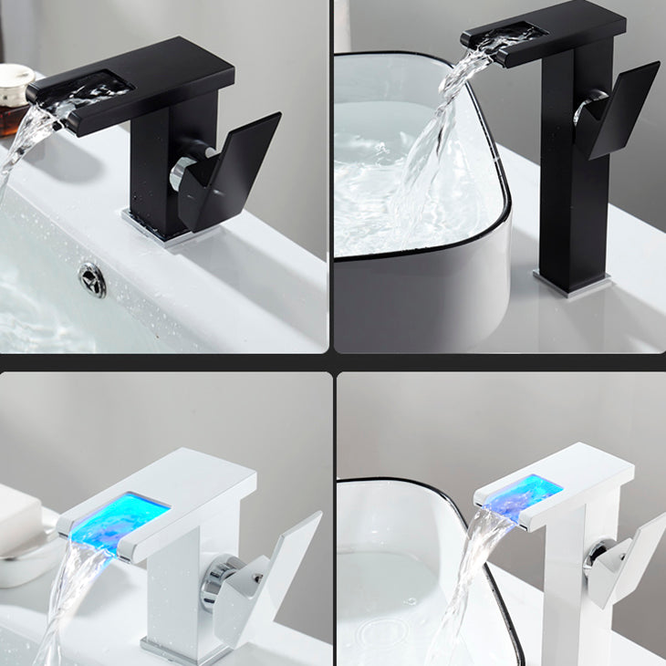 Waterfall Spout Vessel Sink Faucet Single Handle Square Faucet