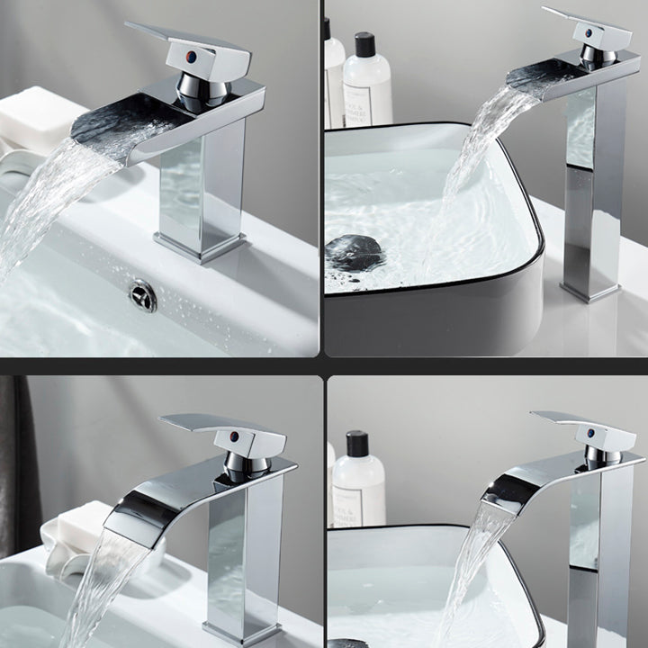 Waterfall Spout Vessel Sink Faucet Single Handle Square Faucet