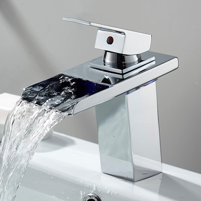 Waterfall Spout Vessel Sink Faucet Single Handle Square Faucet