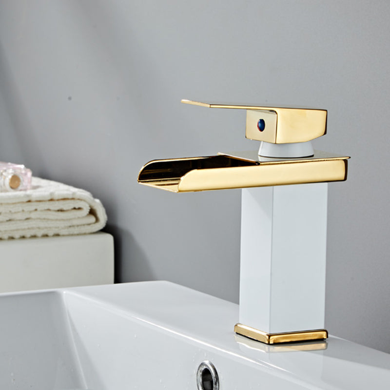 Waterfall Spout Vessel Sink Faucet Single Handle Square Faucet