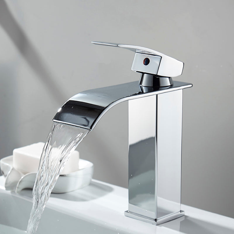 Waterfall Spout Vessel Sink Faucet Single Handle Square Faucet