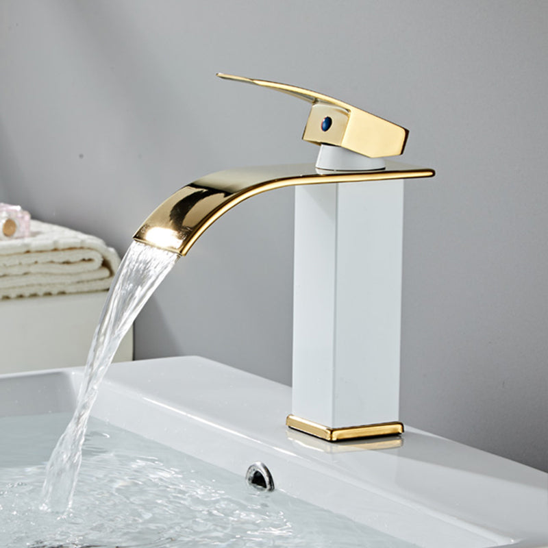Waterfall Spout Vessel Sink Faucet Single Handle Square Faucet