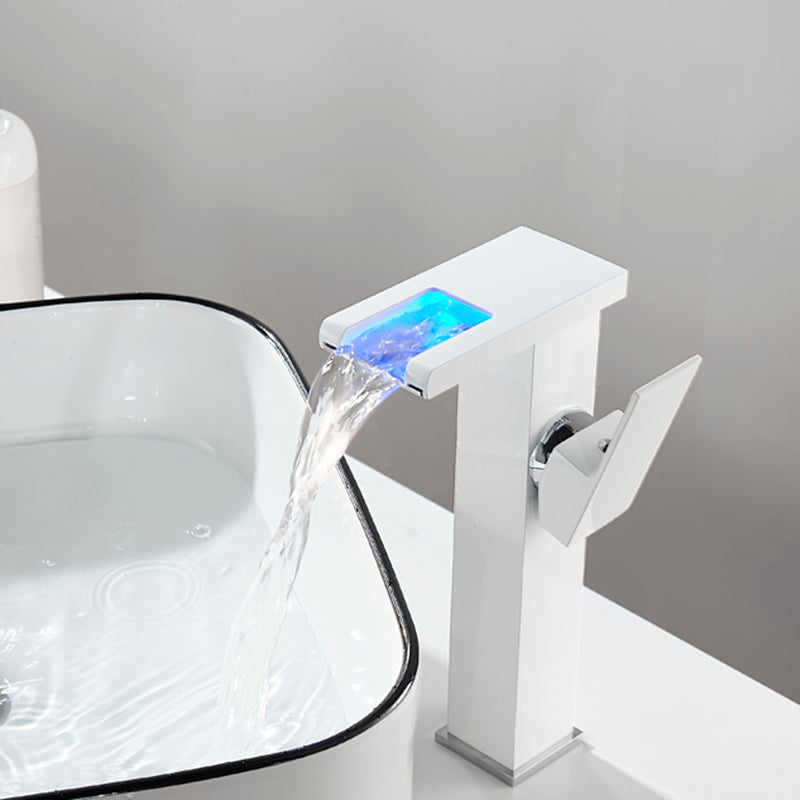 Waterfall Spout Vessel Sink Faucet Single Handle Square Faucet