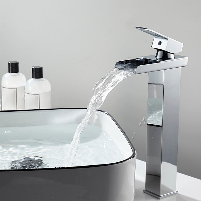 Waterfall Spout Vessel Sink Faucet Single Handle Square Faucet