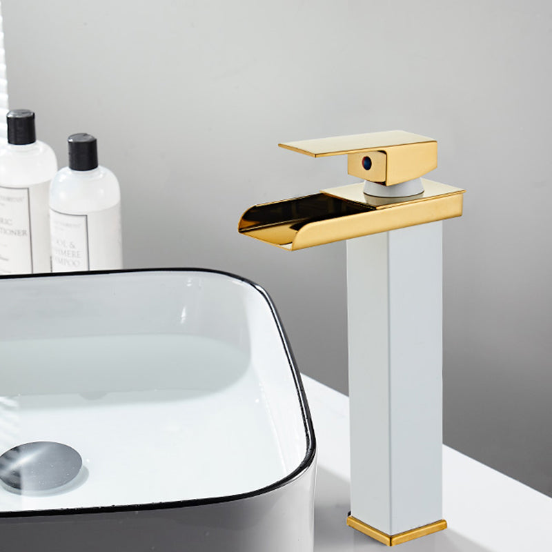 Waterfall Spout Vessel Sink Faucet Single Handle Square Faucet