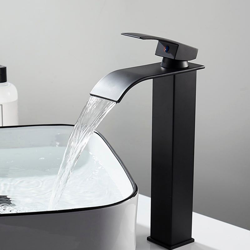 Waterfall Spout Vessel Sink Faucet Single Handle Square Faucet