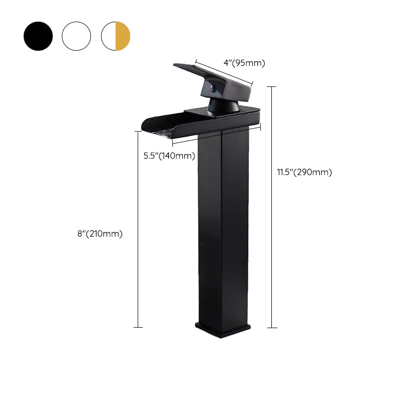 Waterfall Spout Vessel Sink Faucet Single Handle Square Faucet