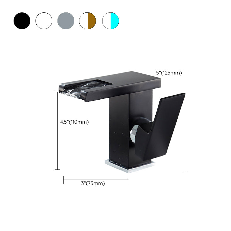 Waterfall Spout Vessel Sink Faucet Single Handle Square Faucet