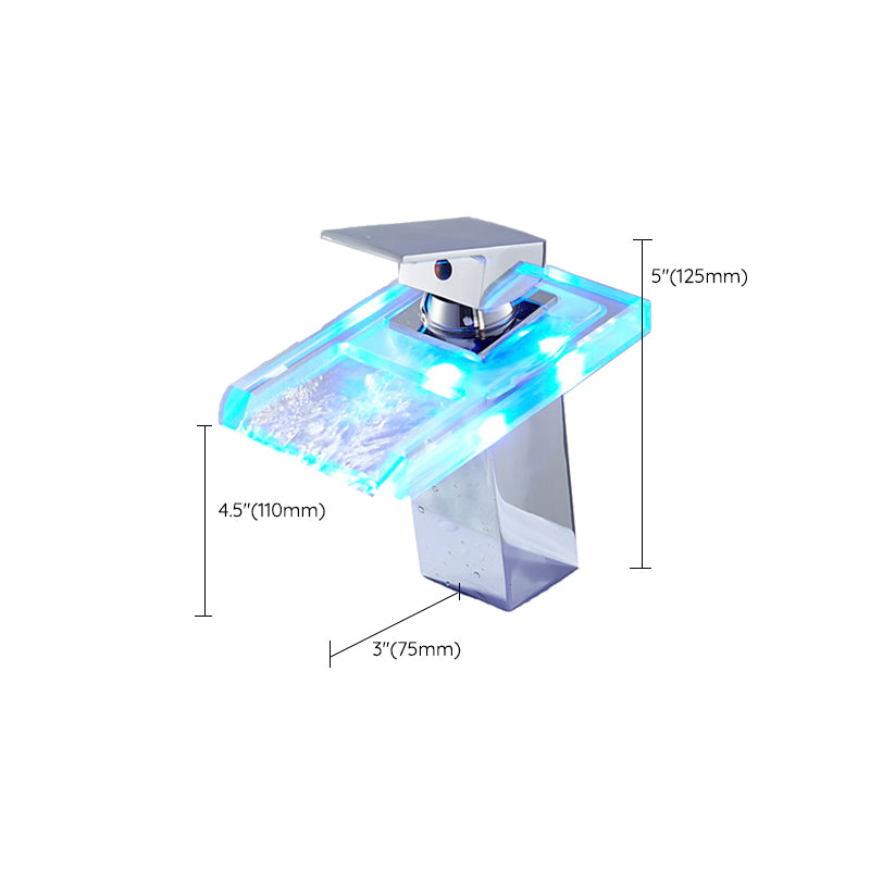Waterfall Spout Vessel Sink Faucet Single Handle Square Faucet