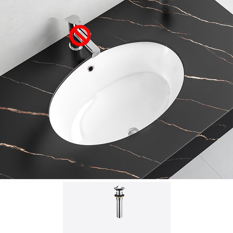 Undermount Bathroom Sink Modern Style Overflow Hole Design Ceramic Bathroom Sink