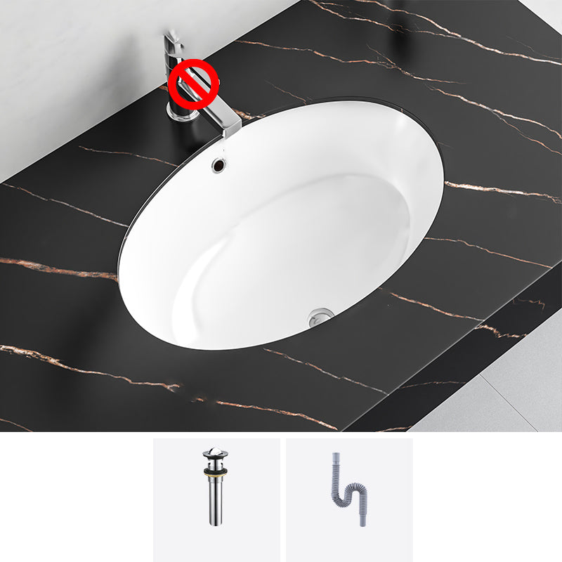 Undermount Bathroom Sink Modern Style Overflow Hole Design Ceramic Bathroom Sink