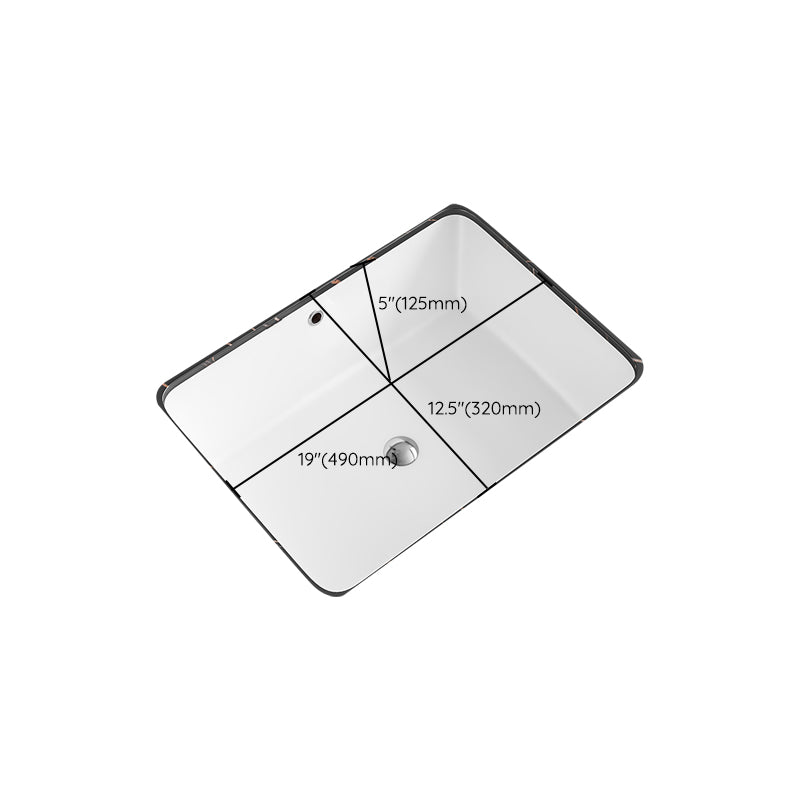 Undermount Bathroom Sink Modern Style Overflow Hole Design Ceramic Bathroom Sink