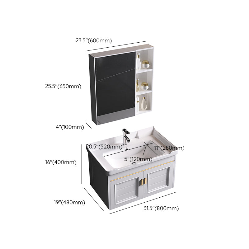 Wall Mounted Sink Vanity Contemporary Metal Bathroom Sink Vanity