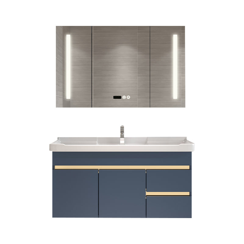 Glam Bathroom Vanity Ceramic Top with Soft Close Door Wall Mount Space Saver Vanity