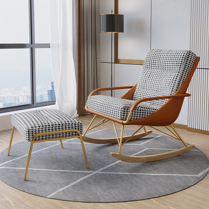 Glam Style Mother Feeding Sofa Rocking Chair Indoor Rocking Chair with Ottoman