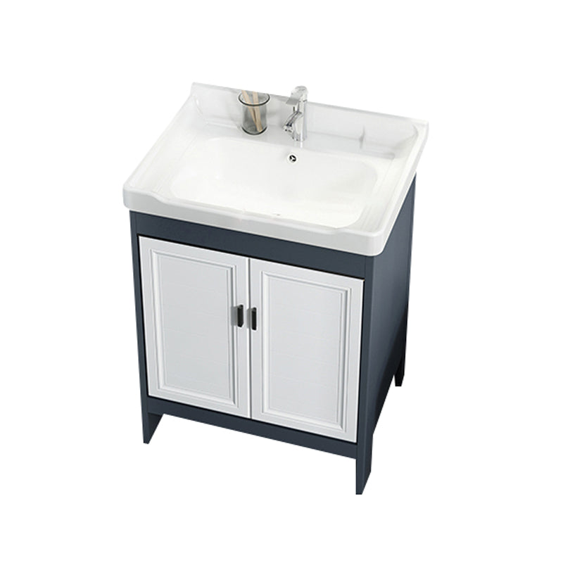 Mirror Bathroom Vanity Freestanding Rectangular Single Sink Metal Frame Vanity with Doors