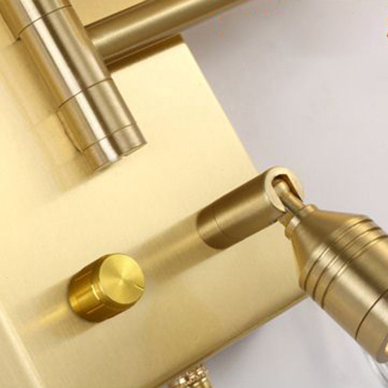 Single Light Wall Sconce in Gold Iron & Fabric Adjustable Wall Lighting Fixture