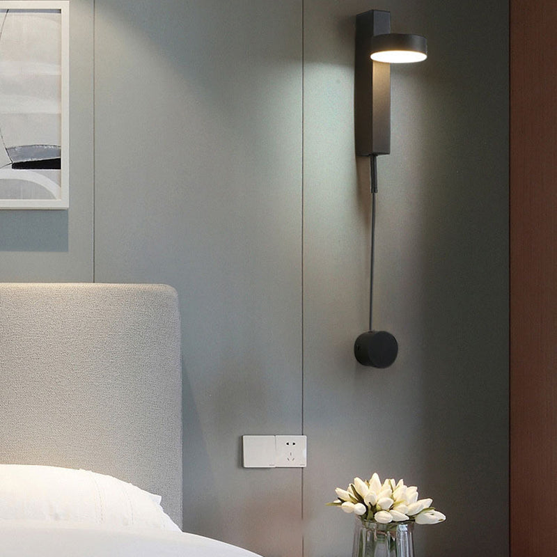 LED Modern Metal Wall Sconce Circle Shape Wall Lamp with Acrylic Shade for Bedroom