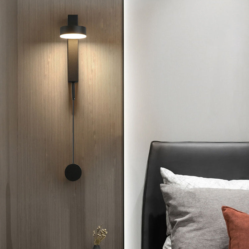 LED Modern Metal Wall Sconce Circle Shape Wall Lamp with Acrylic Shade for Bedroom