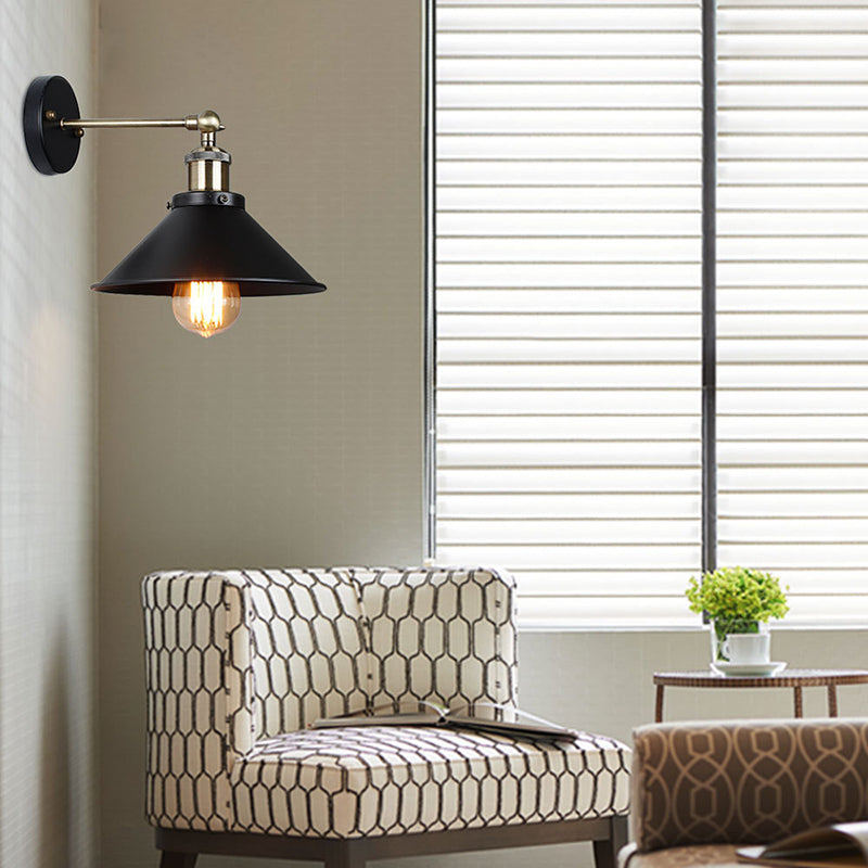 Industrial Wall Sconce Cone Shape Wall Lamp with Metal Shade for Living Room